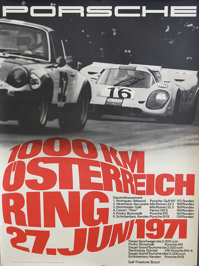 Porsche Gulf 917 1000kms De Spa May 9 Car Poster Licensed Reprint. 1971