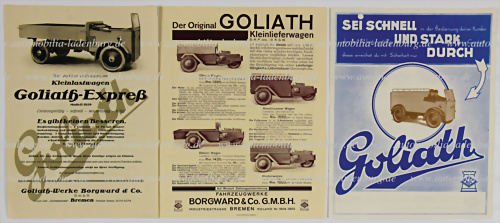 Borgward Goliath Dreirad Lieferwagen Prospekt 1928/1929 