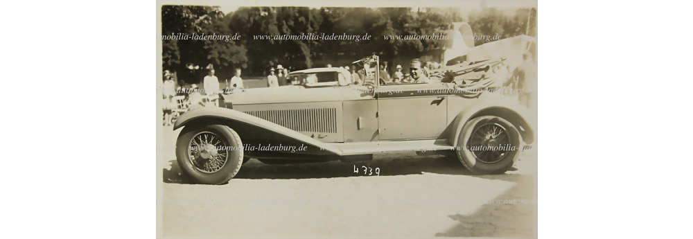 Mercedes Benz original s/w Aufnahme Rudolf Carracciola in seinem privaten Mercedes Benz Typ SS