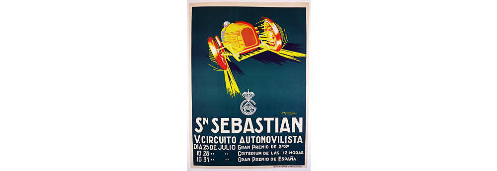 Veranstaltungsplakat San Sebastian V. Circuito Automovilista, Jahr 1930