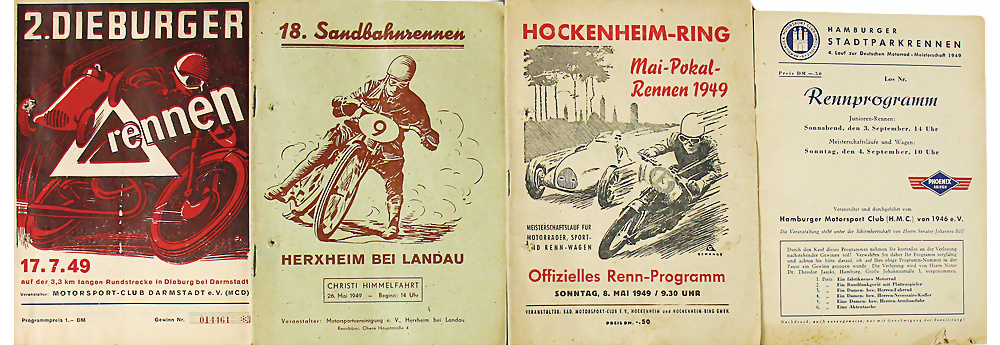 Rennprogramme, Dieburger Dreiecksrennen, Hockenheim- Ring 1949, etc.