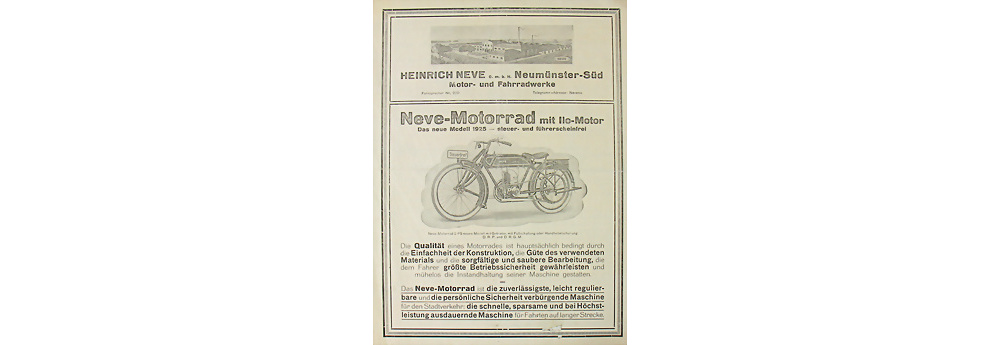 Neve-Motorrad, Verkaufsprospekt